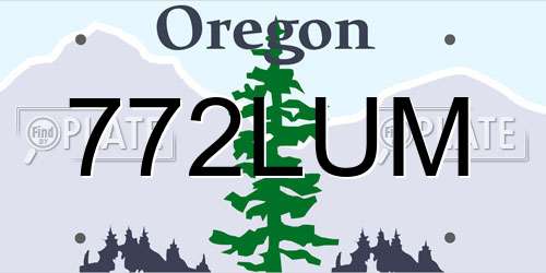 772LUM Oregon License Plate