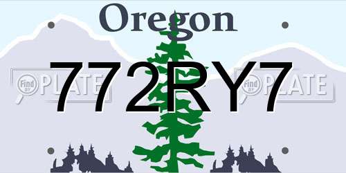 772RY7 Oregon License Plate