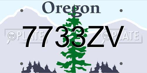 7733ZV Oregon License Plate