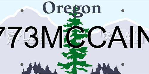 773MCCAIN Oregon License Plate