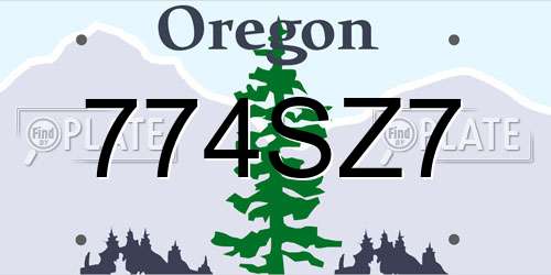 774SZ7 Oregon License Plate