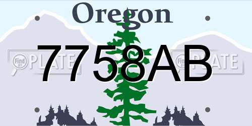 7758AB Oregon License Plate