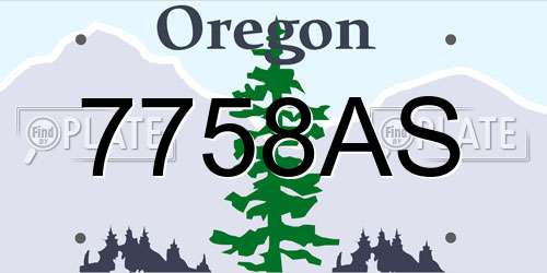7758AS Oregon License Plate