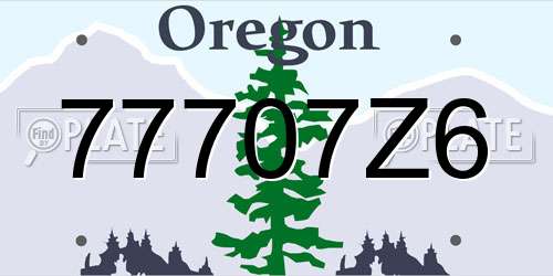 77707Z6 Oregon License Plate