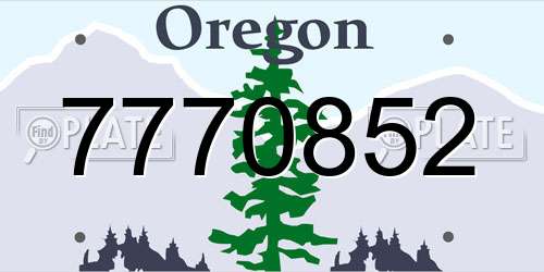 7770852 Oregon License Plate