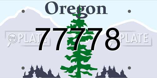 77778 Oregon License Plate