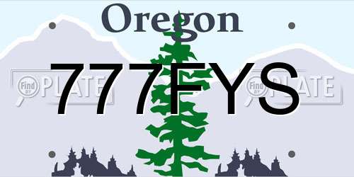 777FYS Oregon License Plate