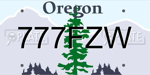 777FZW Oregon License Plate