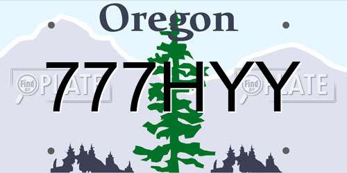 777HYY Oregon License Plate