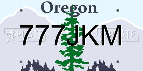777JKM Oregon License Plate