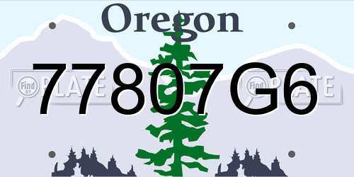 77807G6 Oregon License Plate