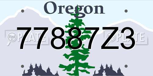 77887Z3 Oregon License Plate