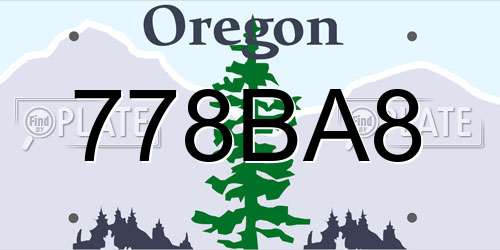 778BA8 Oregon License Plate