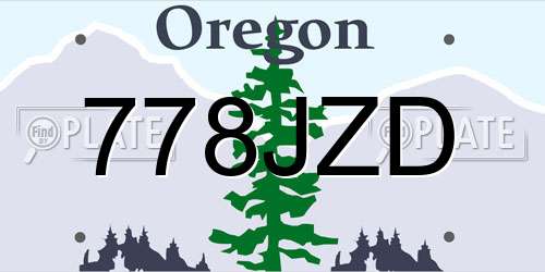 778JZD Oregon License Plate