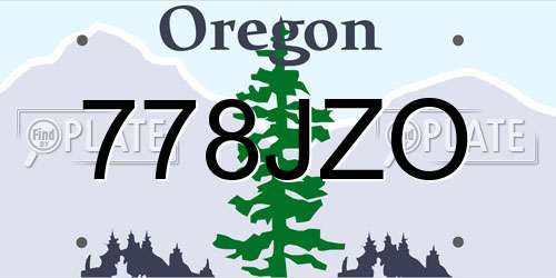 778JZO Oregon License Plate