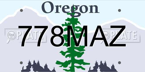 778MAZ Oregon License Plate