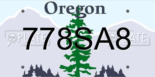 778SA8 Oregon License Plate