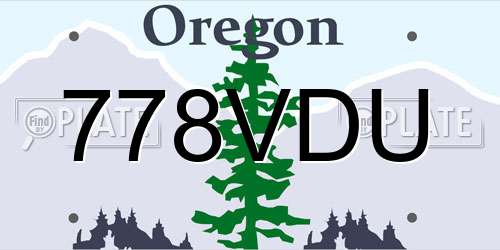 778VDU Oregon License Plate