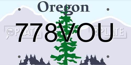 778VOU Oregon License Plate