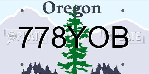 778YOB Oregon License Plate