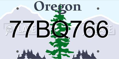 77BQ766 Oregon License Plate