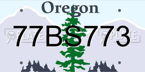 77BS773 Oregon License Plate