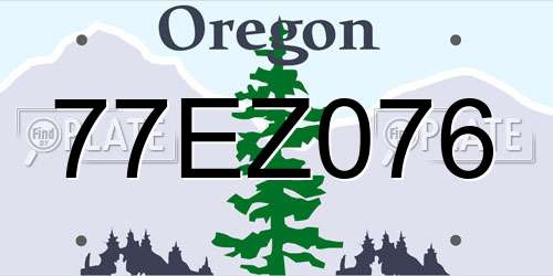 77EZ076 Oregon License Plate