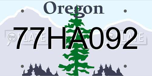 77HA092 Oregon License Plate