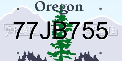 77JB755 Oregon License Plate