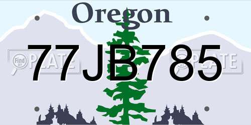77JB785 Oregon License Plate