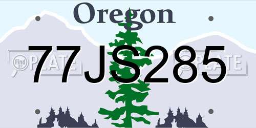 77JS285 Oregon License Plate
