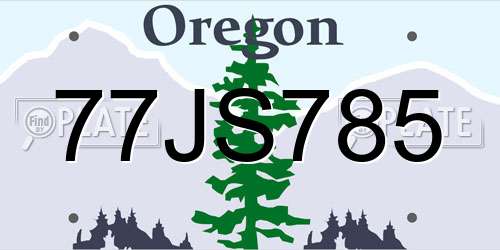 77JS785 Oregon License Plate