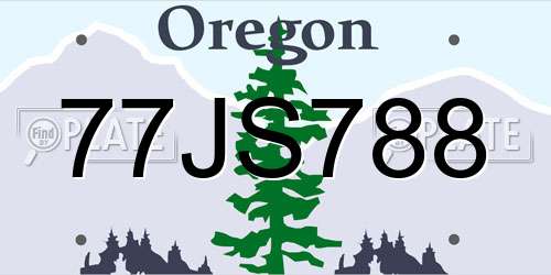 77JS788 Oregon License Plate