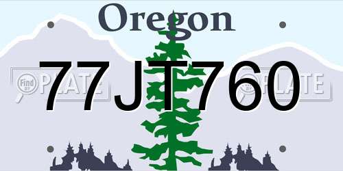 77JT760 Oregon License Plate