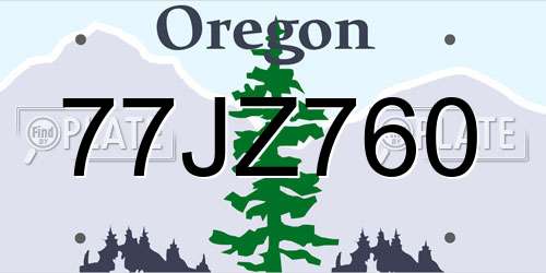 77JZ760 Oregon License Plate