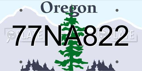 77NA822 Oregon License Plate