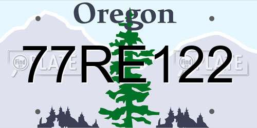 77RE122 Oregon License Plate