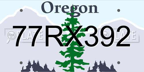 77RX392 Oregon License Plate