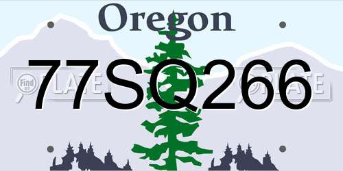 77SQ266 Oregon License Plate