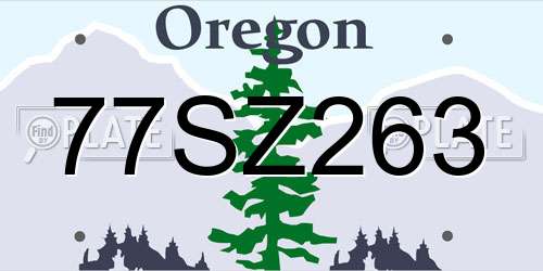 77SZ263 Oregon License Plate