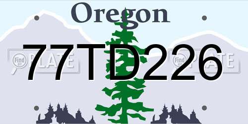 77TD226 Oregon License Plate