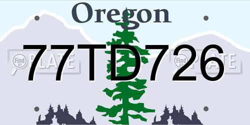 77TD726 Oregon License Plate