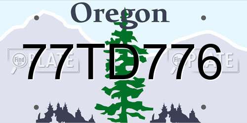 77TD776 Oregon License Plate
