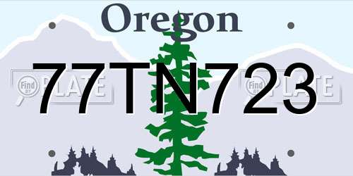 77TN723 Oregon License Plate