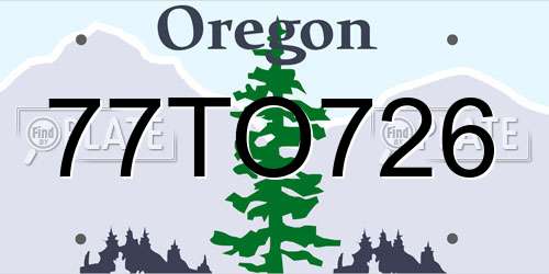 77TO726 Oregon License Plate
