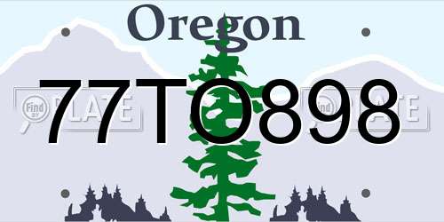 77TO898 Oregon License Plate
