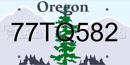 77TQ582 Oregon License Plate