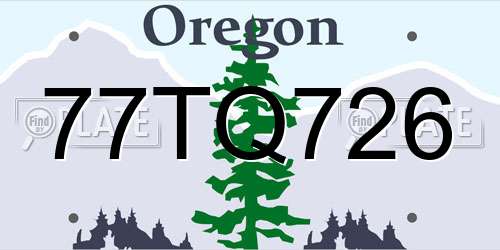 77TQ726 Oregon License Plate