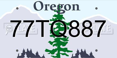 77TQ887 Oregon License Plate