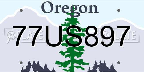 77US897 Oregon License Plate